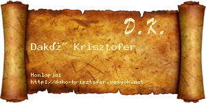 Dakó Krisztofer névjegykártya